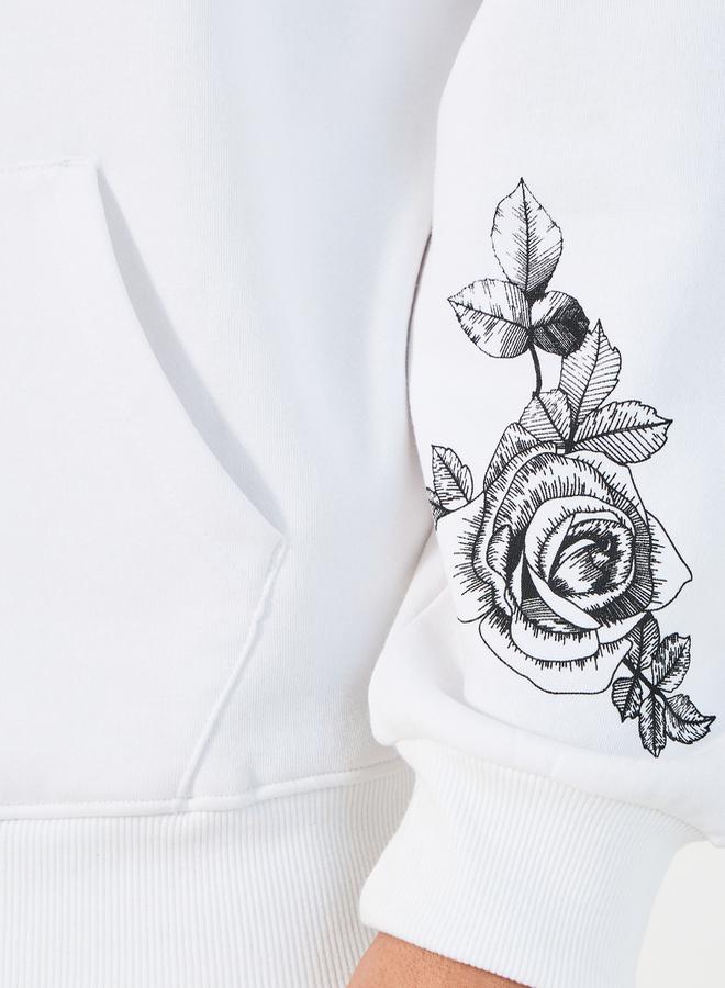 Floral Placement Print Oversized Hoodie