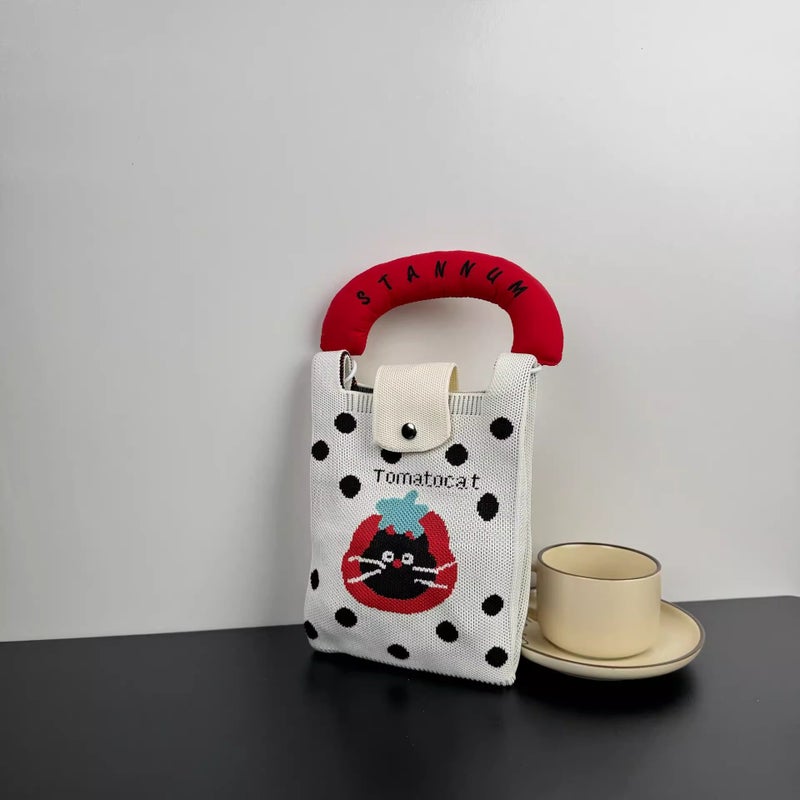 High-End Large-Capacity Knitted Mobile Phone Bag, Cartoon Bag, Versatile For All Seasons, Korean Style, Fashionable Niche Design, Cross-Body And Hand-Carry - Image 4