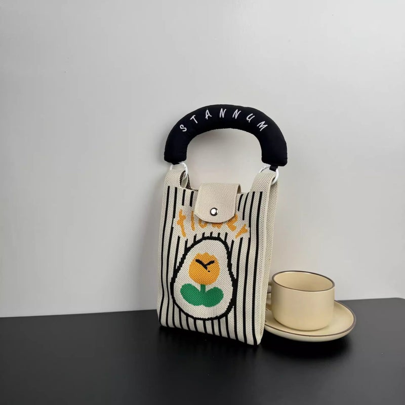 High-End Large-Capacity Knitted Mobile Phone Bag, Cartoon Bag, Versatile For All Seasons, Korean Style, Fashionable Niche Design, Cross-Body And Hand-Carry - Image 5