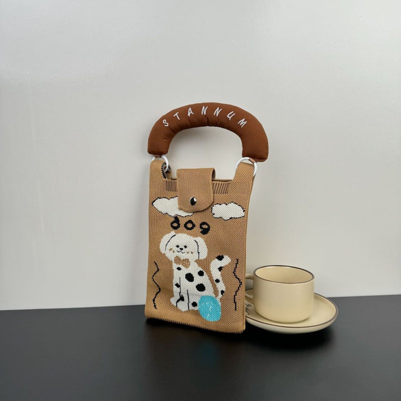 High-End Large-Capacity Knitted Mobile Phone Bag, Cartoon Bag, Versatile For All Seasons, Korean Style, Fashionable Niche Design, Cross-Body And Hand-Carry - Image 1