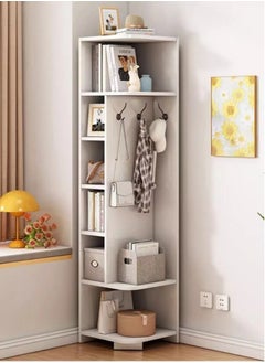 Kutis 1-Piece Corner Shelf Display Storage Shelves for Home Office Décor Density Board White 30x30x180 cm  - Image 1