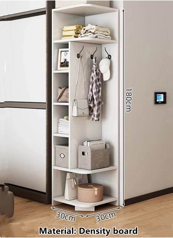 Kutis - 1-Piece Corner Shelf Display Storage Shelves for Home Office Décor Density Board White 30x30x180 cm - Image 1