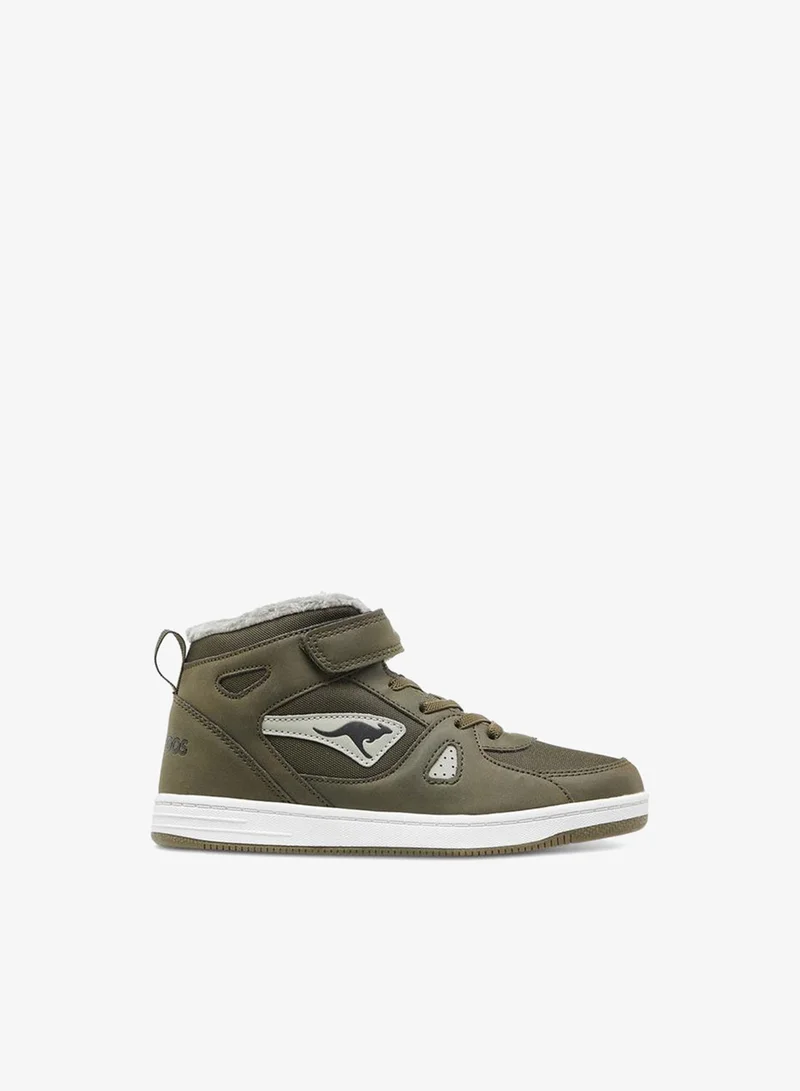كانغاروس Boys' Panelled High Top Sneakers With Hook And Loop Closure