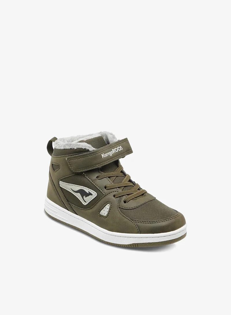 كانغاروس Boys' Panelled High Top Sneakers With Hook And Loop Closure