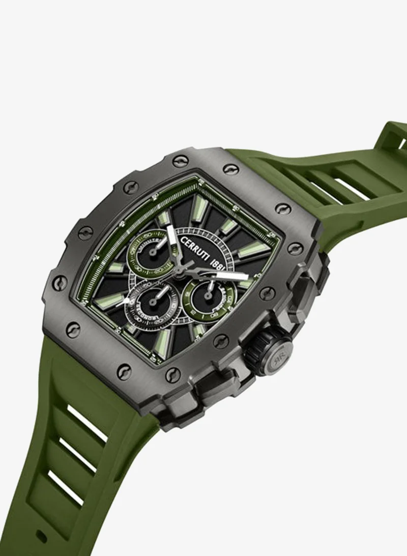 CERRUTI 1881 Gubbio Green Dial Silicone Strap Chronograph Watch for Men, 43.5mm