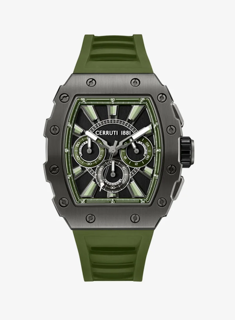 CERRUTI 1881 Gubbio Green Dial Silicone Strap Chronograph Watch for Men, 43.5mm