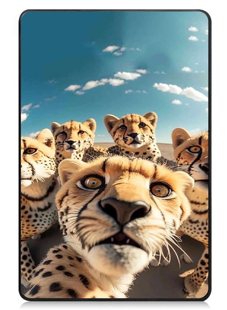 Theodor Protective Flip Case For Apple iPad Pro 13 (2024) With Trifold Stand Auto Wake Sleep Shockproof Cover Leopard Selfie - Image 1