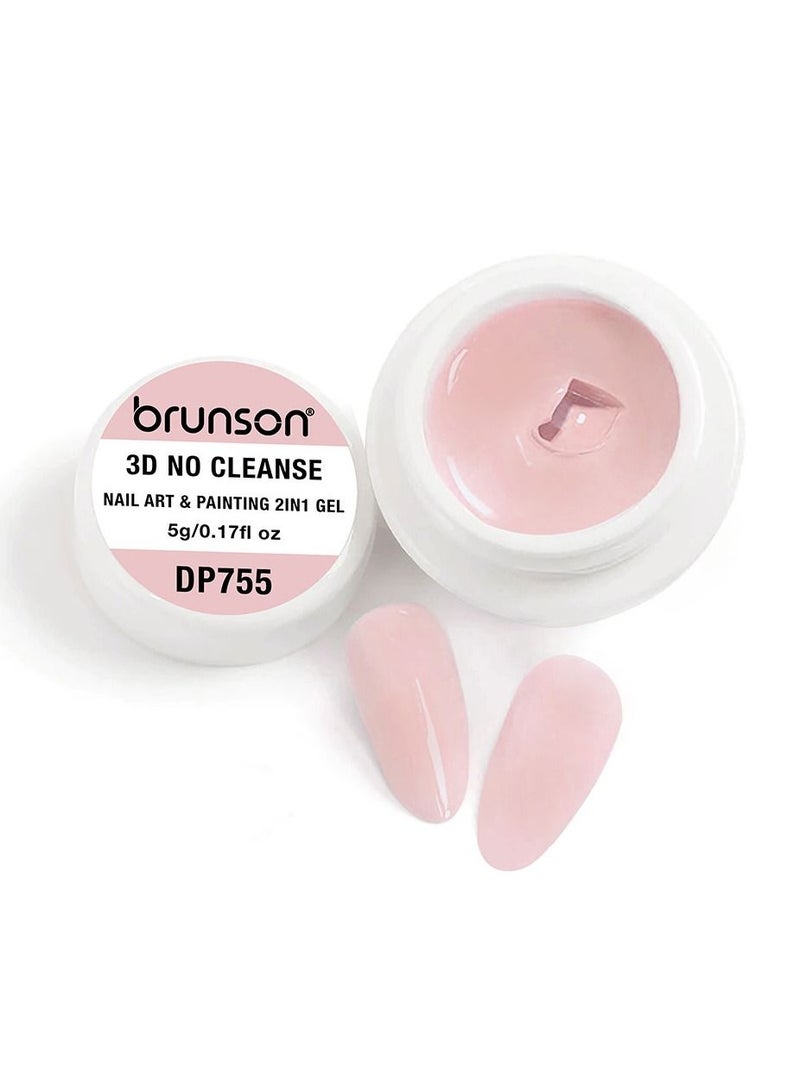 brunson طلاء جل 5 جرام أومبري فرنسي فن الأظافر نقع UV LED طلاء جل للمناكير والبيديكير طويل الأمد 3D بدون تنظيف فن الأظافر 2 في 1 جل كريمي لطلاء النحت 3D مستوى ذاتي جيد صبغة غنية - Image 1