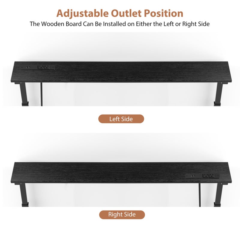 GRLEAF 35" Adjustable Height Narrow Console Table with Power Outlets, Long Sofa Table with Charging Station Behind Couch Table Skinny Entryway Table for Living Room, Hallway and Office â€“ Black - Image 5