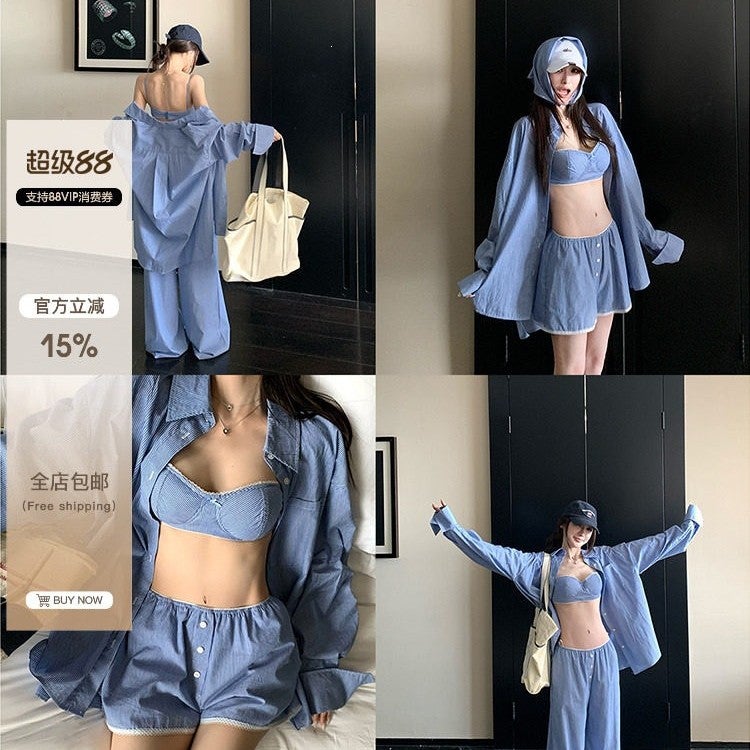 Women's Lolita Style Casual Shirt and Pants Set - Image 1