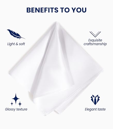 Selected Hanky 100% Pure Silk Pocket Square Solid White - Image 4