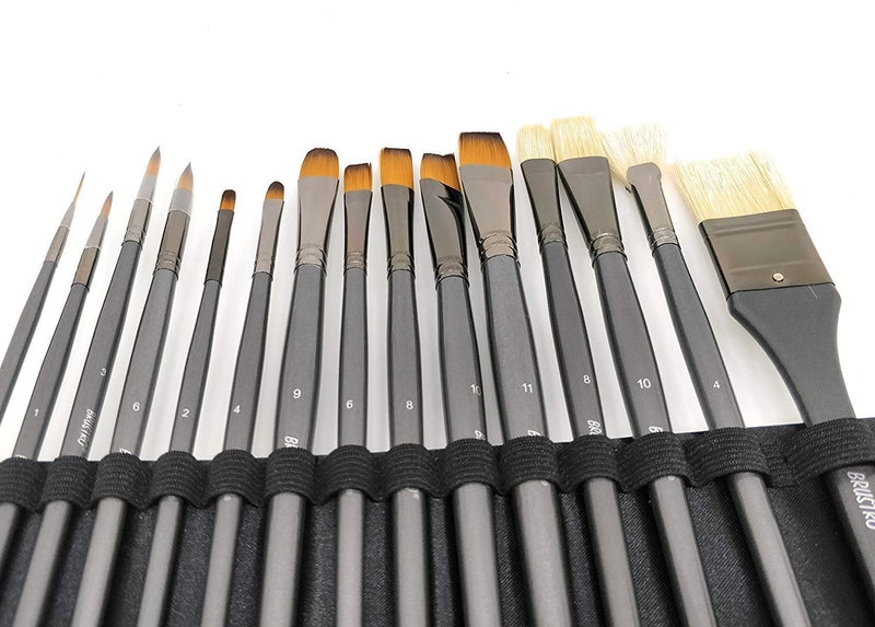BRUSTRO Brustro Artists ’ Mixed Hair Brush Set of 15 in PU Bag  - Image 3