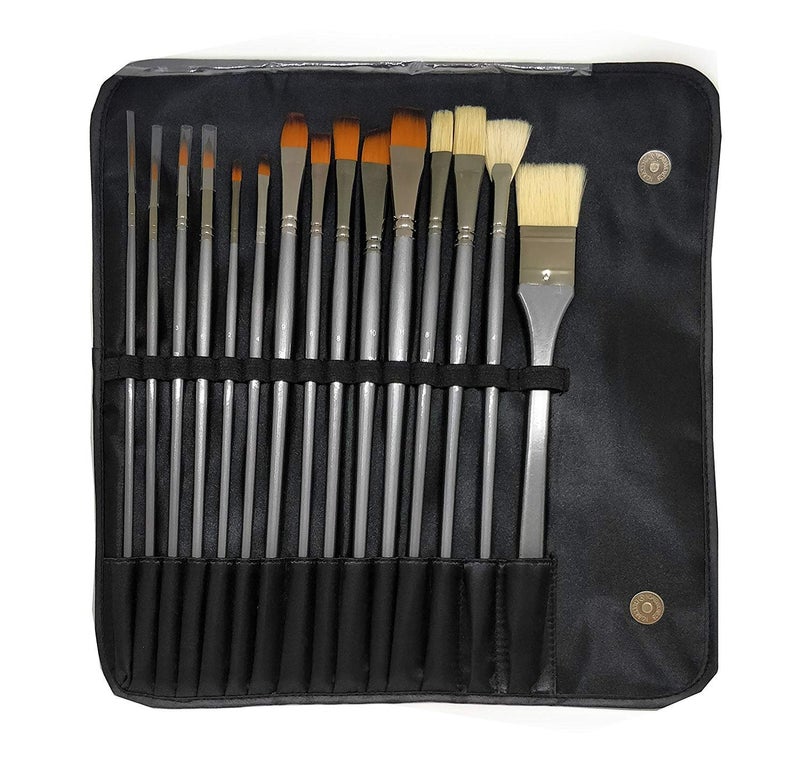 BRUSTRO Brustro Artists ’ Mixed Hair Brush Set of 15 in PU Bag  - Image 1