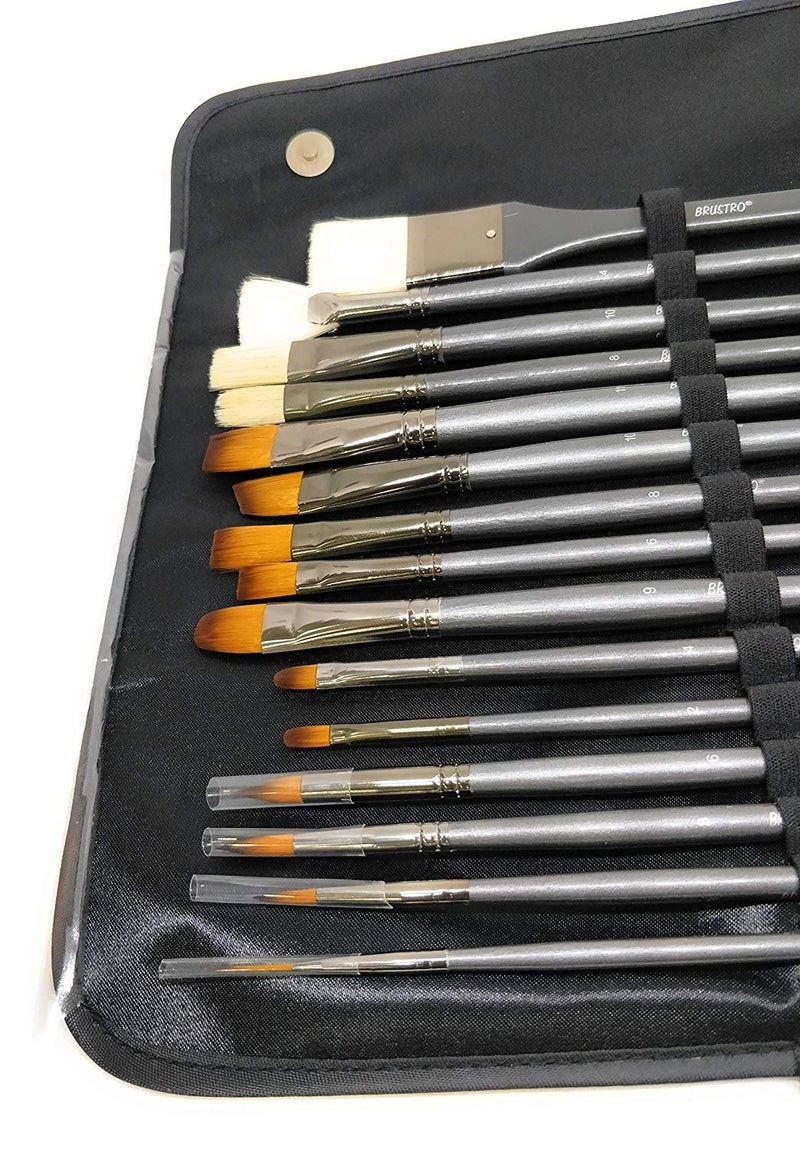 BRUSTRO Brustro Artists ’ Mixed Hair Brush Set of 15 in PU Bag  - Image 2