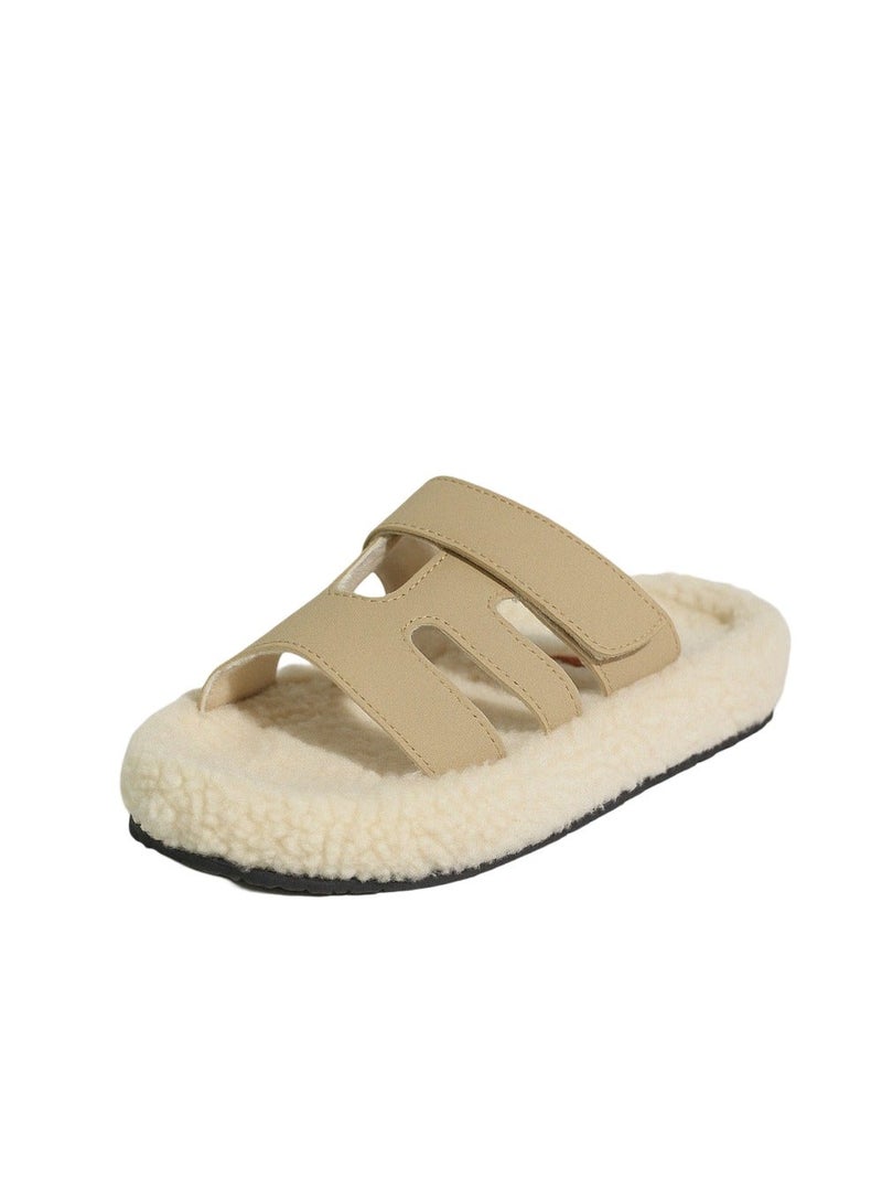 Mon Ami Women’s Cozy Faux Shearling Slippers – Double Strap Vegan Slides with Soft Memory Foam, Non-Slip Sole & Open Toe – Indoor Fuzzy House Sandals for Lounge, Travel & Everyday Comfort - Image 1