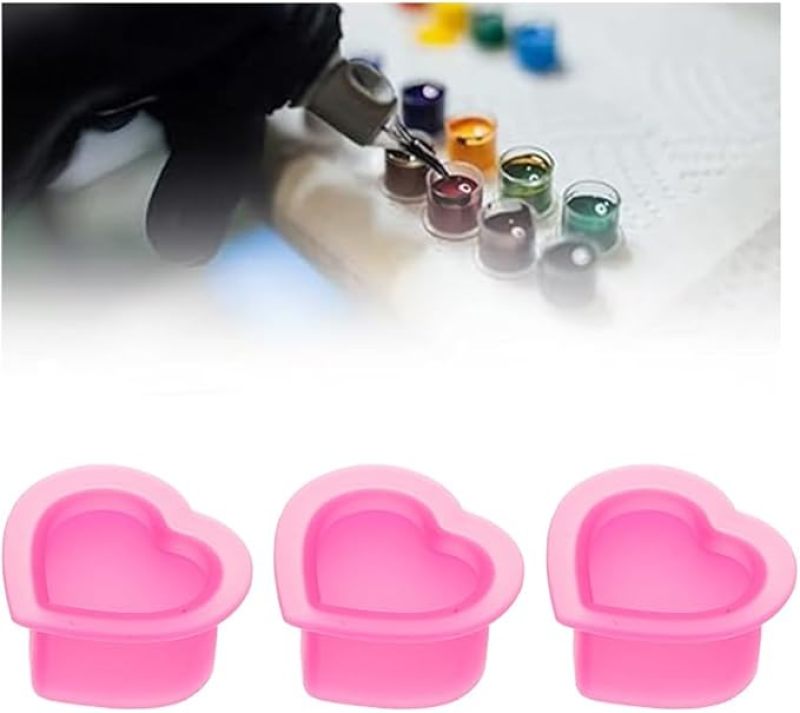 Tattoo Ink Cups 100-Pack 23.5*12mm Pink Heart-shaped Design - Heat-resistant Durable Silicone Reusable Cups for Tattoo Artists Makeup Enthusiasts Crafters - Image 4