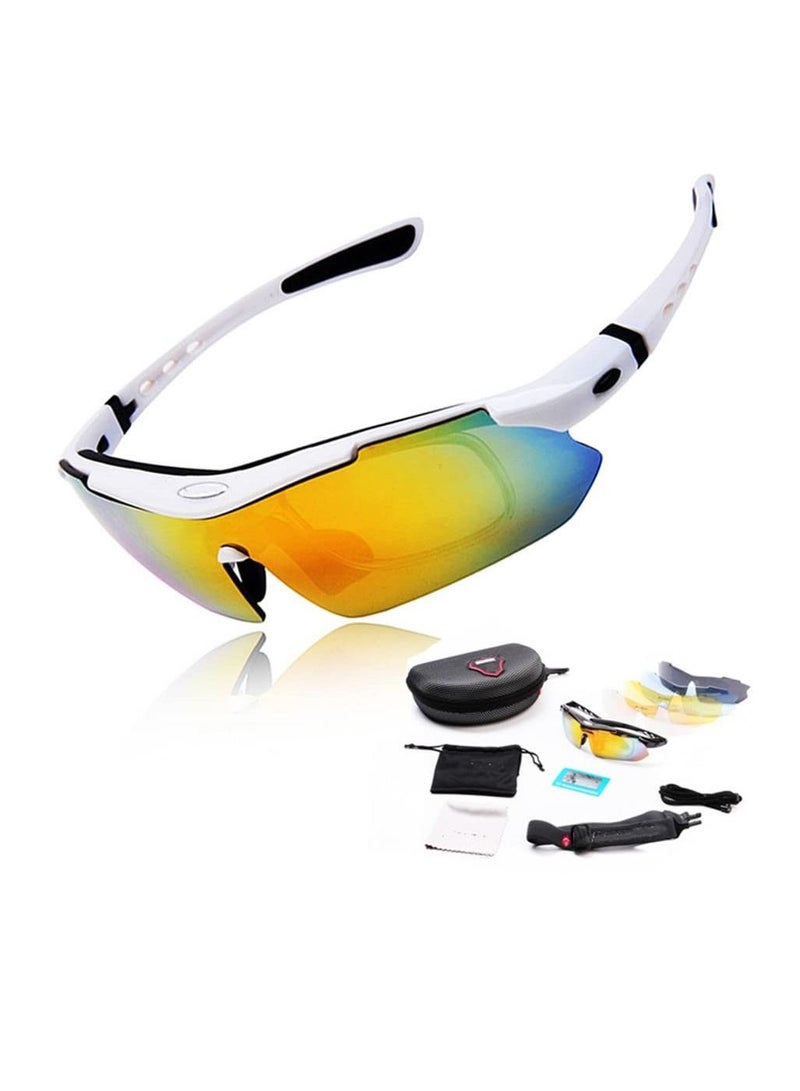 Polarized Sports Sunglasses for Men Lightweight with 5 Interchangeable Lenses for Outdoor Cycling Running Driving Fishing Golf Climbing Sports - Image 1