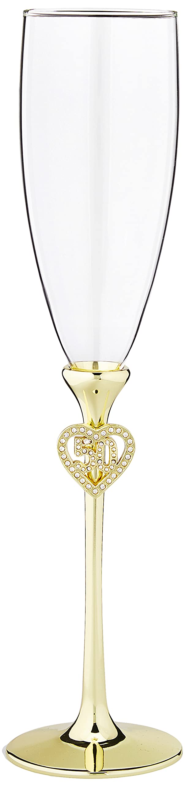 Hortense B. Hewitt 50th Wedding Anniversary Champagne Toasting Flutes, Rhinestone Jeweled Heart, Set of 2 - Image 2
