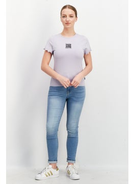 VANS Women Crew Neck Short Sleeve Graphic Top, Lavender  - Image 3