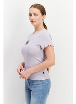 VANS Women Crew Neck Short Sleeve Graphic Top, Lavender  - Image 2
