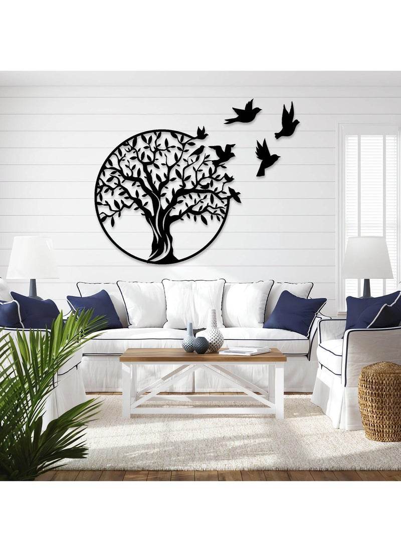 Mijioceon Tree of Life Metal Wall Art Decor Wall Hanging Family Tree Wall Decor Garden Sculptures for Living Room Bedroom Office 40 x 40 cm, Black - Image 4
