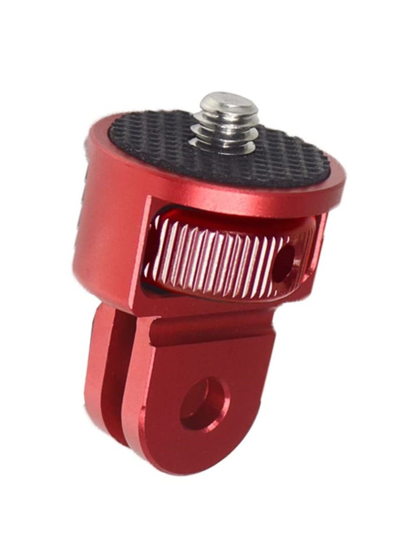 Action Camera Tripod Mount Adapter 360° Adjustment 1/4-20 Screw Conversion Adapter Compatible with GoPro Hero11/10/9 Insta360 ONE X3/X2/Go 2/Xiaomi Yi Other Action Cameras (Red) - Image 1