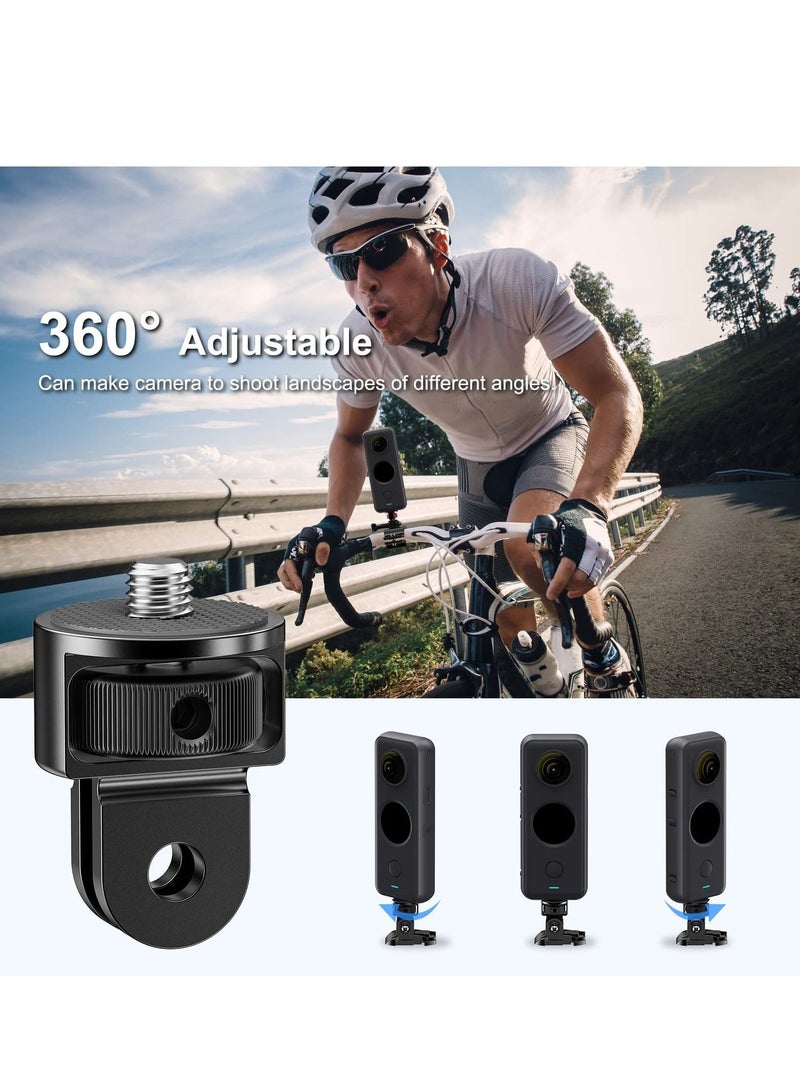 Action Camera Tripod Mount Adapter 360° Adjustment 1/4-20 Screw Conversion Adapter Compatible with GoPro Hero11/10/9 Insta360 ONE X3/X2/Go 2/Xiaomi Yi Other Action Cameras (Red) - Image 4