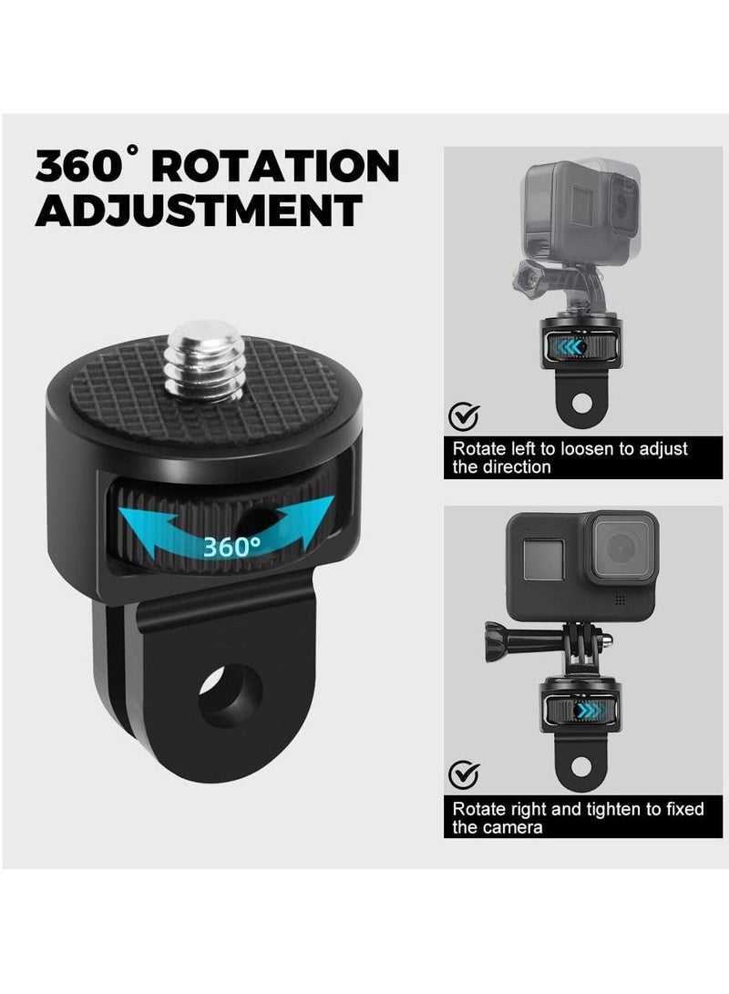 Action Camera Tripod Mount Adapter 360° Adjustment 1/4-20 Screw Conversion Adapter Compatible with GoPro Hero11/10/9 Insta360 ONE X3/X2/Go 2/Xiaomi Yi Other Action Cameras (Red) - Image 2