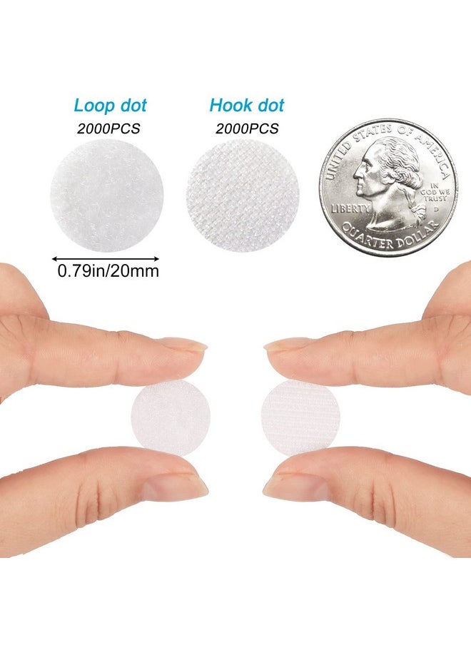 4000Pcs (2000 Pairs) Self Adhesive Dots 0.79In Sticky Back Nylon 20Mm Hook And Loop Dots For Office School Classroom Home