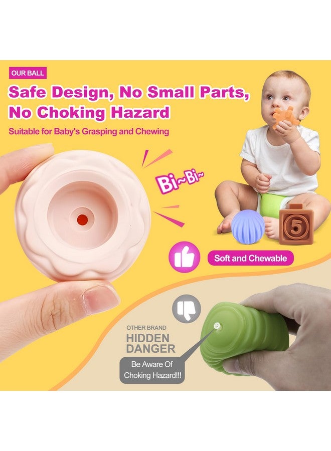 ROHSCE Montessori Toys for Babies, 3 in 1 Baby Toys 6 to 12 Months - Stacking Blocks & Sensory Balls & Soft Teething Rings, Newborn Learning Toys Activity Gifts for Toddlers 3-6-9-12 Months, 18PCS - Image 5