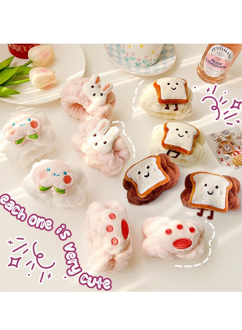 Excefore Women's Wrist Bands for Washing Face, 8 Pack Cartoon Microfiber Wrist Spa for Girls,Super Absorbent Wrist Towels, Arm Bands Prevent Liquid from Spilling(4 Patterns) - Image 5