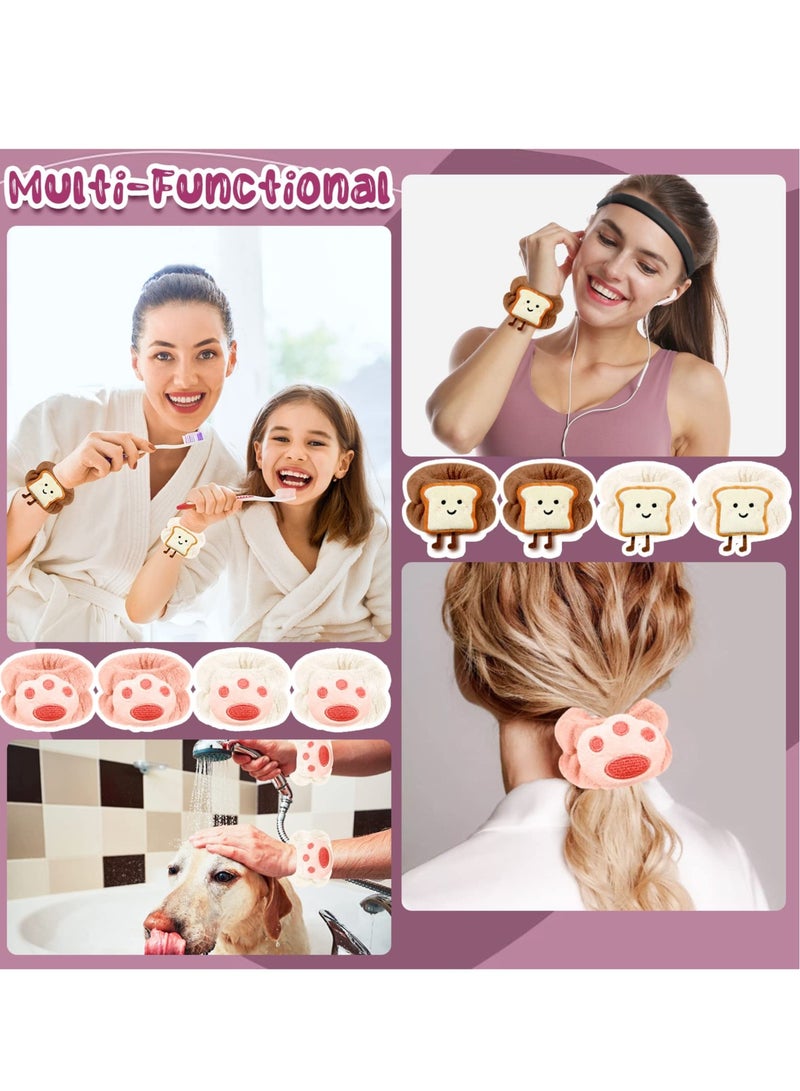 Excefore Women's Wrist Bands for Washing Face, 8 Pack Cartoon Microfiber Wrist Spa for Girls,Super Absorbent Wrist Towels, Arm Bands Prevent Liquid from Spilling(4 Patterns) - Image 3
