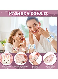 Excefore Women's Wrist Bands for Washing Face, 8 Pack Cartoon Microfiber Wrist Spa for Girls,Super Absorbent Wrist Towels, Arm Bands Prevent Liquid from Spilling(4 Patterns)  - Image 4