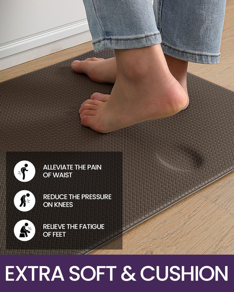 DEXI Kitchen Floor Mats Cushioned Anti Fatigue, 23x59, Large Wide Standing Runner Rug Waterproof, Comfort Memory Foam Padded for Front Sink Laundry, Brown - Image 3