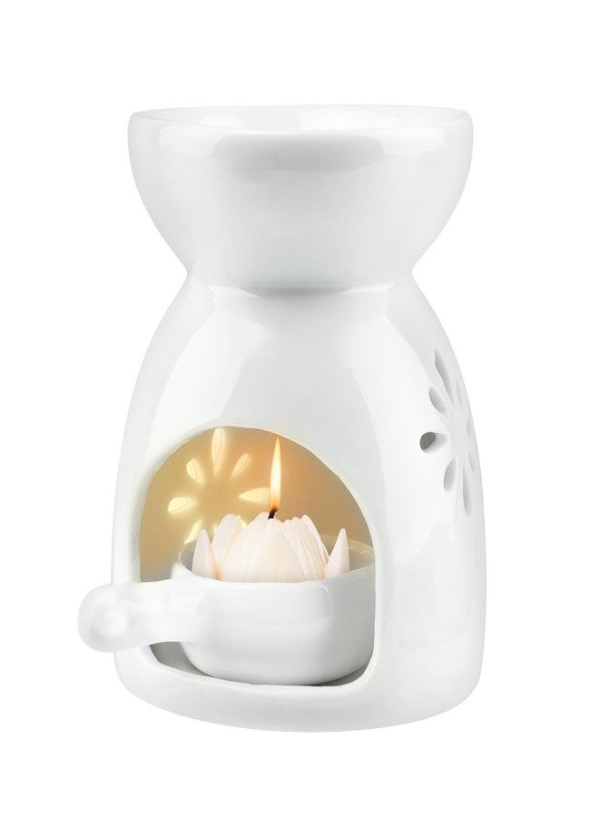 Trasylph Ceramic Tea Light Holder with Candle Spoon,Essential Oil Burner Wax Burner,Candle Aroma Diffuser,Tea Light Wax Warmer for Home Decoration,Christmas, Housewarming Gift - Image 1