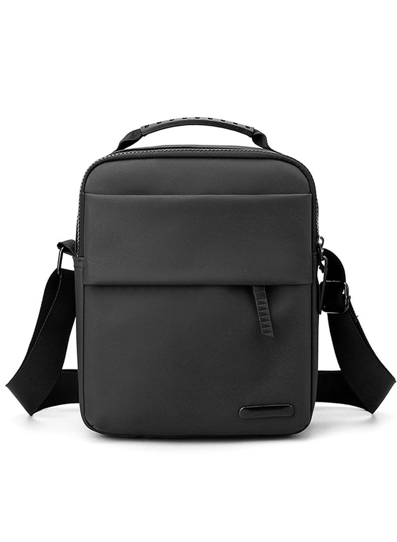 حقيبة كتف صغيرة بحزام كتف للرجال، حقائب صدر، حقيبة يومية كاجوال للعمل والسفر وركوب الدراجات (أسود) - Image 1