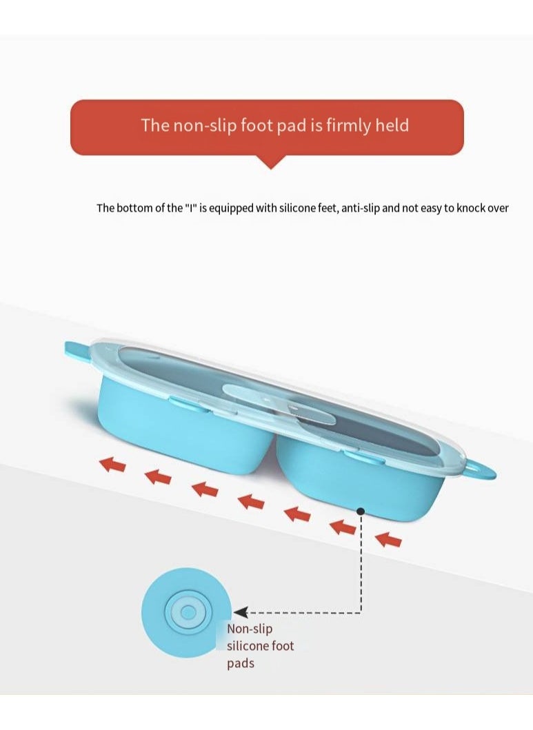 Hogokids - Hogokids Baby Feeding , Food grade Silicone Baby Tableware ,  Baby  Plates Non-Slip Infant Dinnerware , Baby Self Feeding Utensils（Orange） - Image 1