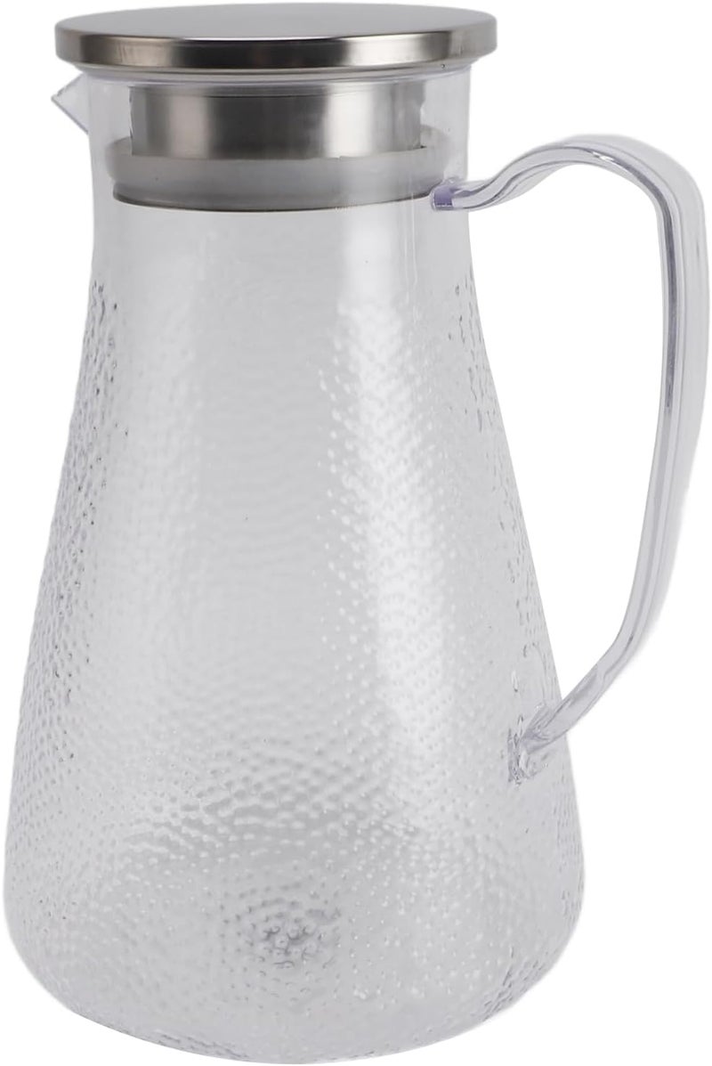 SUNGOOYUE Transparent Tea Pitcher with Handle and Lid, 1500ml Acrylic Pitcher for Cold Drinks, Milk and Lemonade (Style 4) - Image 1