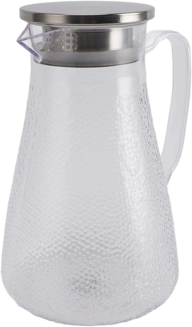 SUNGOOYUE Transparent Tea Pitcher with Handle and Lid, 1500ml Acrylic Pitcher for Cold Drinks, Milk and Lemonade (Style 4) - Image 2