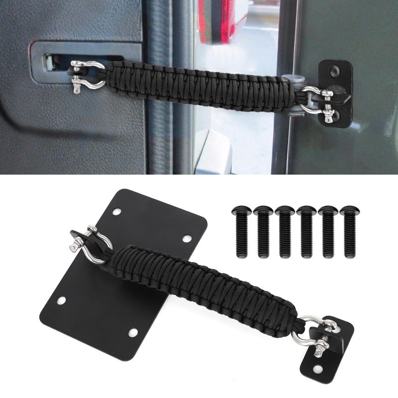 Alpha Rider Rear Door Check Strap Tailgate Stopper Limiter Removable Black Braided Strap for 20112018 Jeep Wrangler JK JKU
