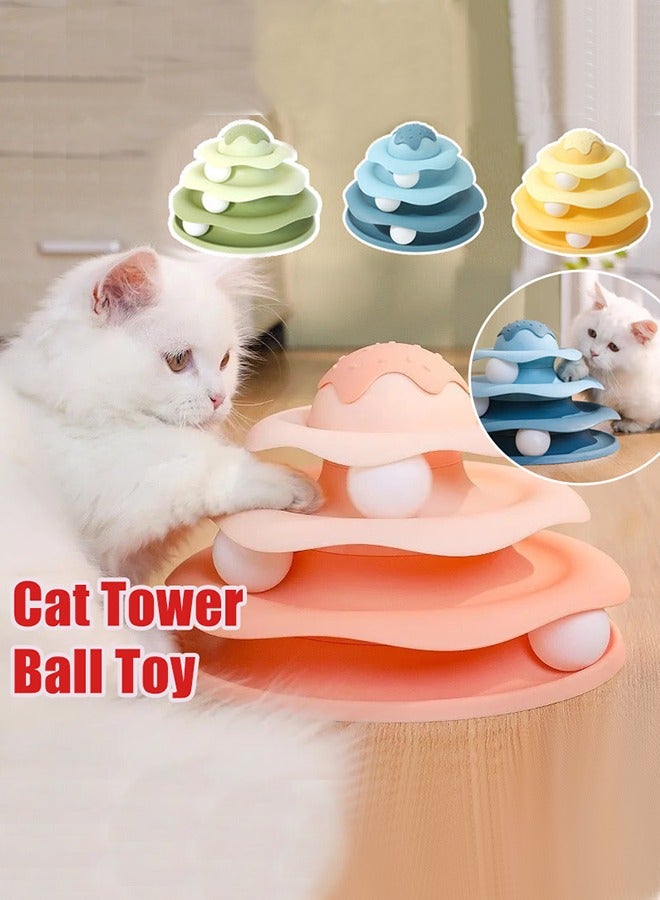 4-Level Ice Cream Cat Toy with Spinning Ball Tracks - Interactive Rotating Slide Tower for Indoor Cats, Intelligence Training & Fun Exercise, Assorted Colors (1 PC) - Image 3