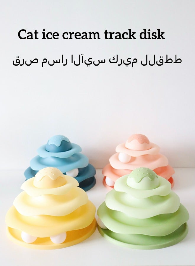 4-Level Ice Cream Cat Toy with Spinning Ball Tracks - Interactive Rotating Slide Tower for Indoor Cats, Intelligence Training & Fun Exercise, Assorted Colors (1 PC) - Image 4