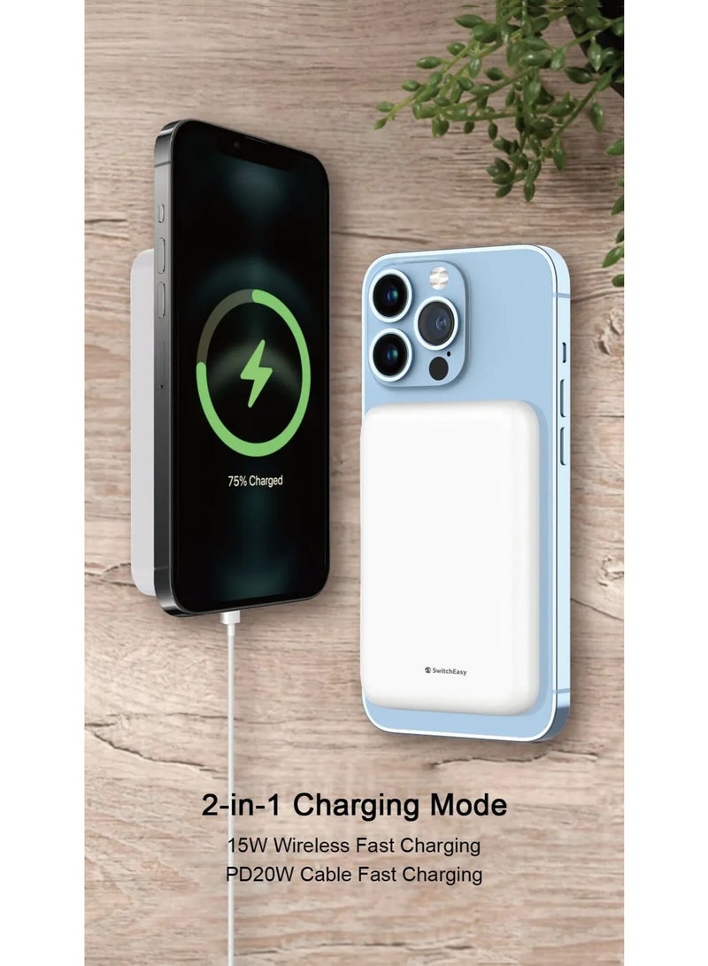 سويتش إيزي باور بانك لاسلكي مغناطيسي فائق الجودة، سعة 10000 مللي أمبير/ساعة | أبيض - Image 5