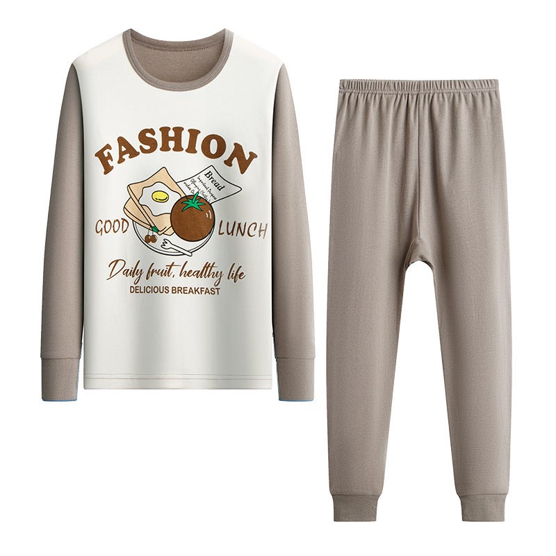 2024 Teenagers Loose And Fat Underwear Suit Children'S Pajamas Long Sleeve Trousers Fat Children'S Cotton Sweater - Image 1