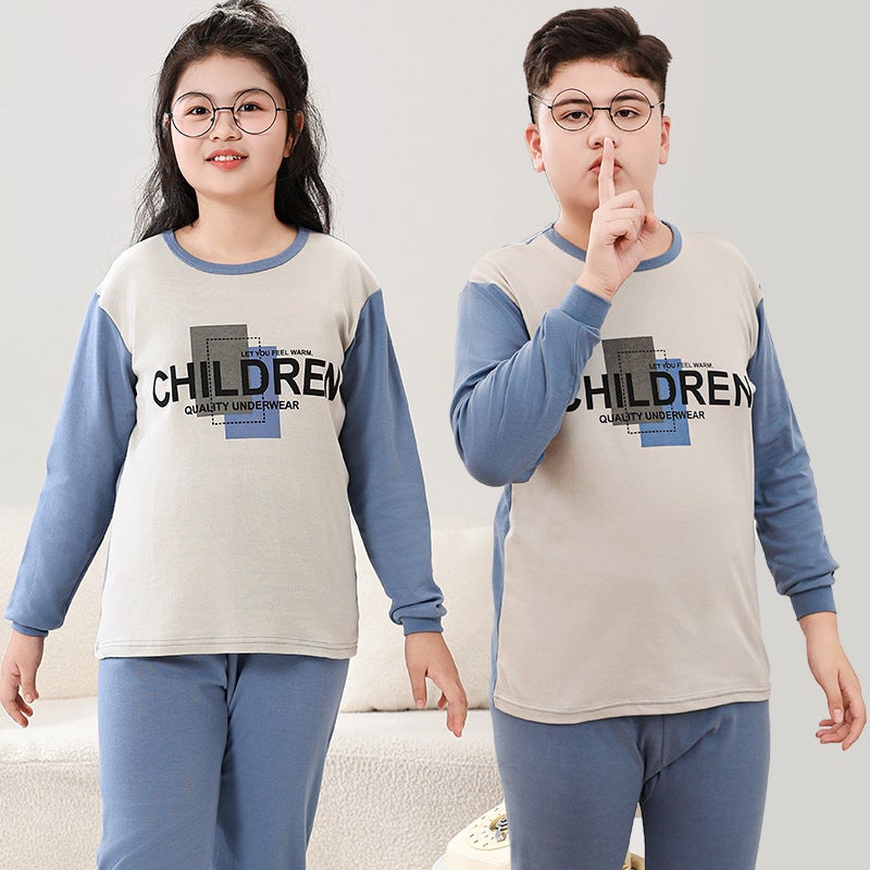 2024 Teenagers Loose And Fat Underwear Suit Children'S Pajamas Long Sleeve Trousers Fat Children'S Cotton Sweater - Image 2