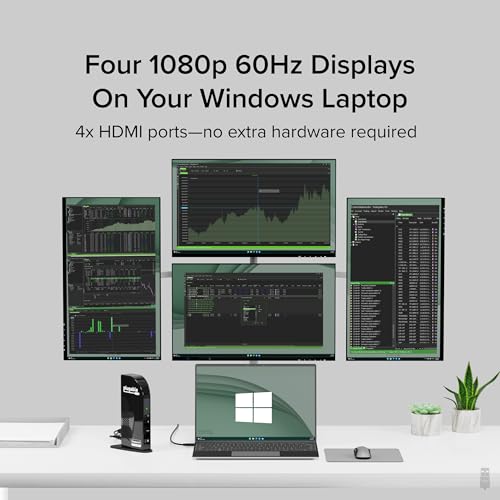 Plugable 14-in-1 USB C Docking Station | 4X HDMI Quad Dock with 100W Charging, HDMI Displays | Compatible with Windows, Thunderbolt (4X USB, 1x USB-C, Ethernet, SD Card, Audio) UD-3900C4 - Image 3