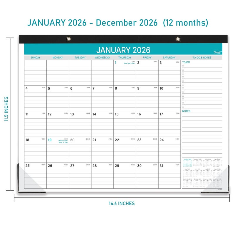 Coboll 2026 Desk Calendar - 2026 Calendar from January to December 2026, 12 Monthly Calendar 2026 with Ruled Blocks for Planning, 14.6'' x 11.5'' - Image 3