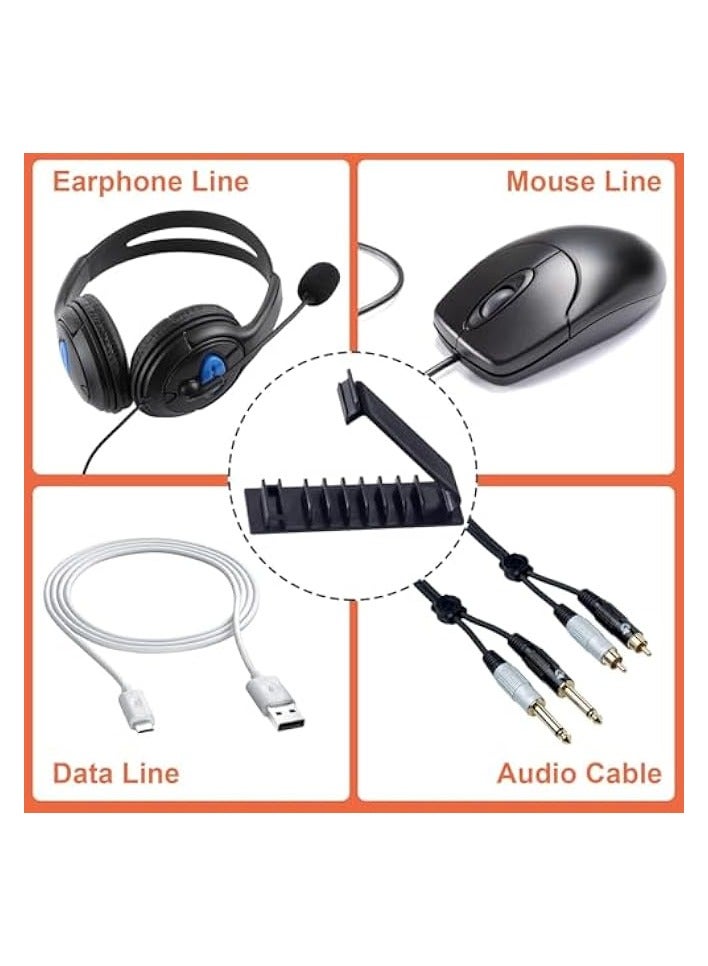 erorex 6 Pcs Cable Organizer Clips, Self-Adhesive Cord Management Holders, Charger Wire Organizing Tools for Home, Office, Desk & Wall, Black - Image 4