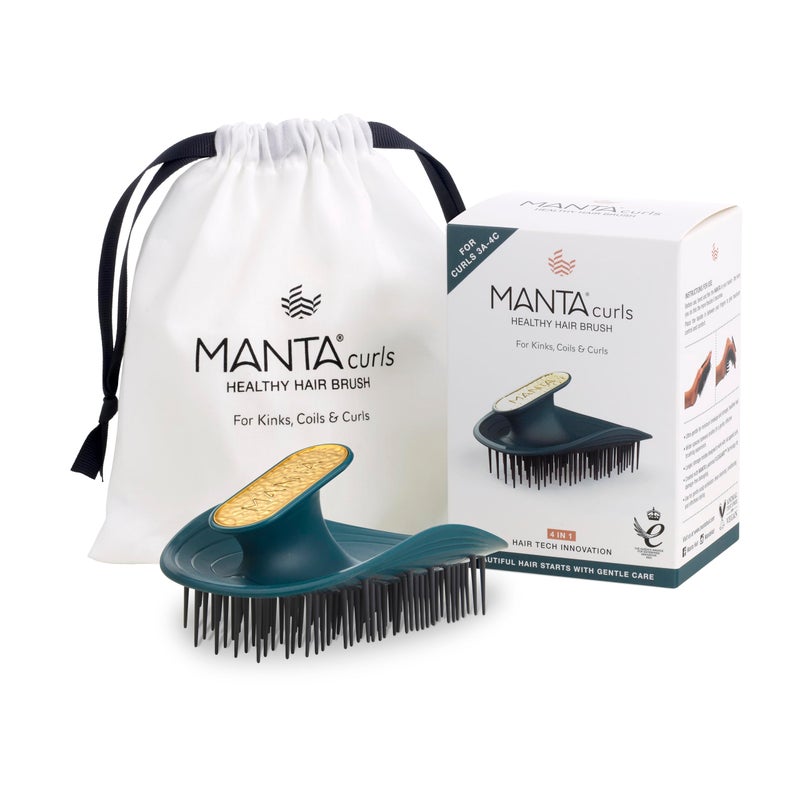 Manta Curls Anti-Breakage Hairbrush â€“ Detangling Brush for Curly & Afro Hair, Gentle Wet & Dry Hairbrush for Women, Soft Teal - Image 1
