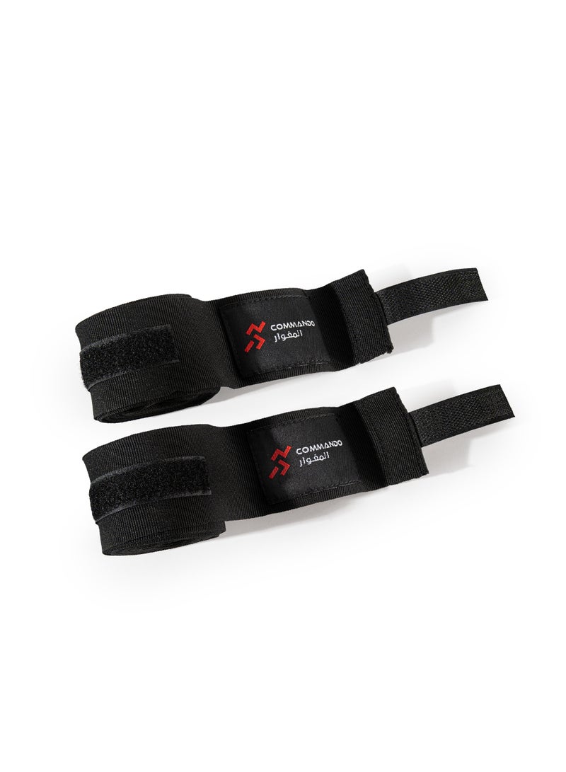 COMMANDO Boxing Hand Wrap 4 Meter Length Black Color - Image 2